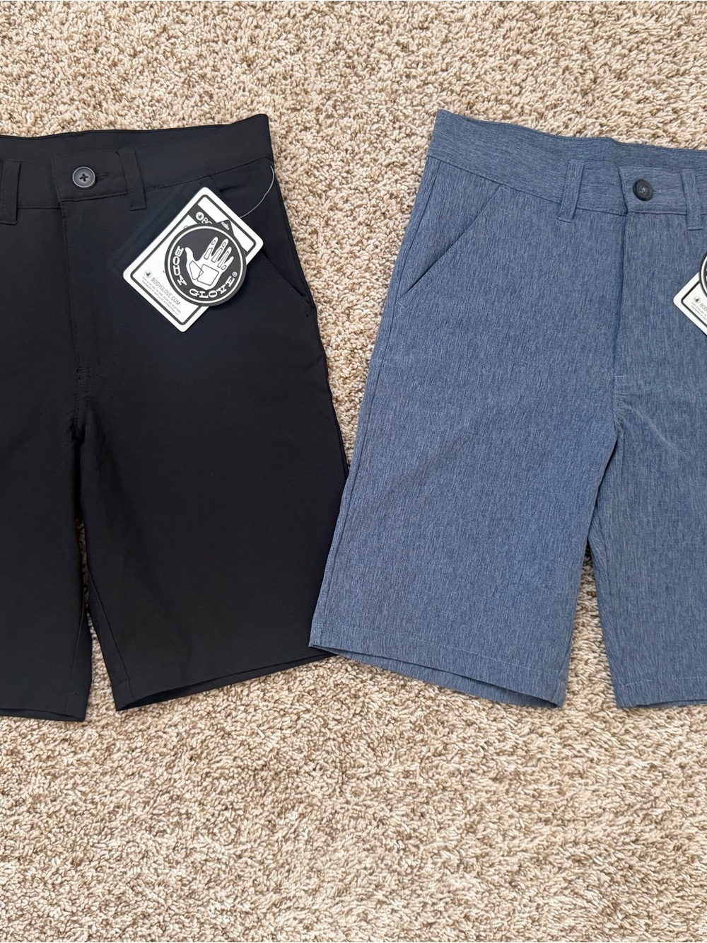 2-Body Glove Kids Shorts in Black and Heather Blue